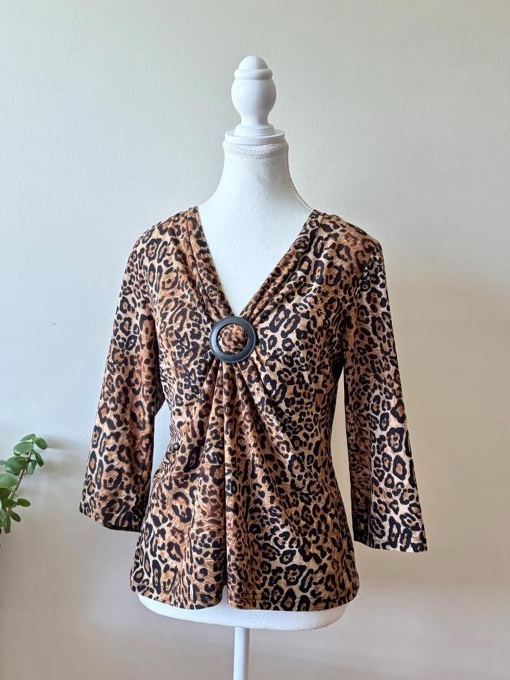 Leopard Print Top with Ring Detail